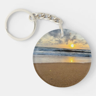 Porte-clefs Plage de sable tropical de plage de riz solaire pe
