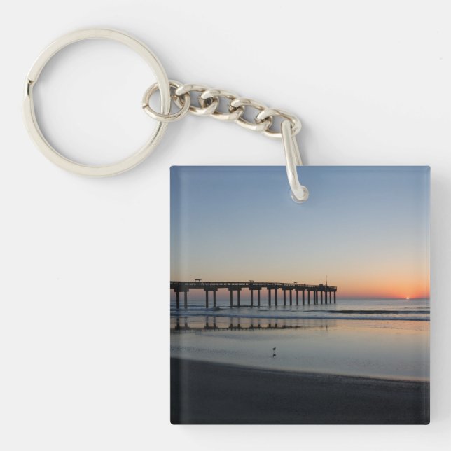 Porte-clefs Plage de St Augustine, la Floride. pilier de pêche (Devant)