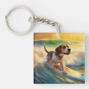 Porte-clefs Plage de surf de Beagle en peinture
