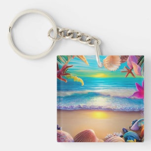 Porte-clefs Plage d'imaginaire mystique coucher de soleil avec