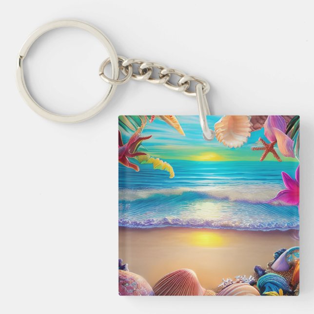 Porte-clefs Plage d'imaginaire mystique coucher de soleil avec (Devant)