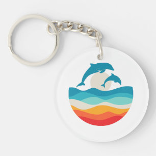 Porte-clefs Plage Dolphin vintage Retro Summer Time