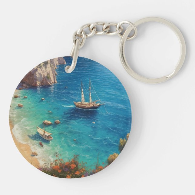 Porte-clefs Plage en Grèce  (Dos)