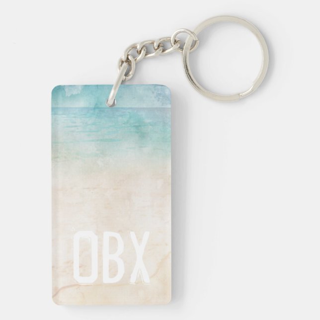 Porte-clefs Plage Initiales Sable d'eau Voyage Souvenir Amusem (Dos)