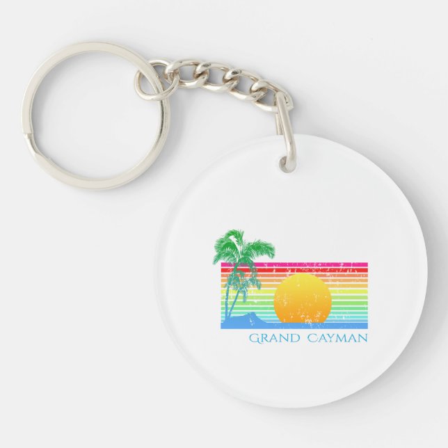 Porte-clefs Plage Rétro Grand Cayman (Devant)
