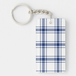 Porte-clefs Plaid bleu et blanc marin