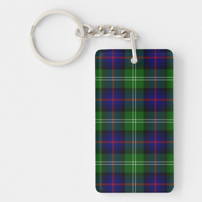 Porte-clefs plaid bleu vert de tartan du sud (Devant)