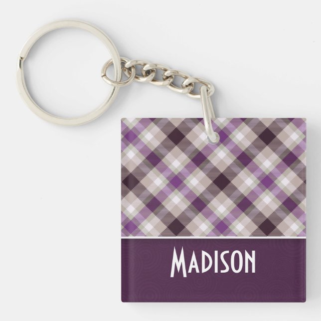 Porte-clefs Plaid Tan & Purple (Devant)