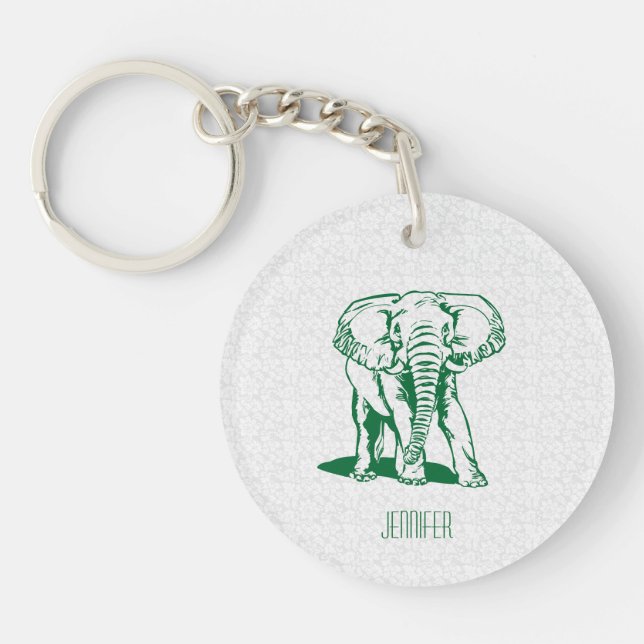 Porte-clefs Plan de ligne d'éléphant vert Monogramme Chasseur  (Devant)