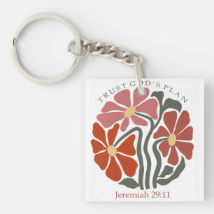 Porte-clefs Plan des dieux de confiance Bible Verse Fleur sauv