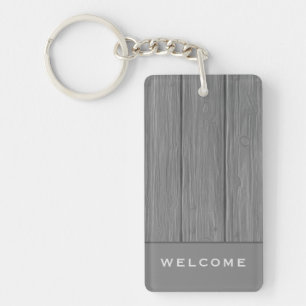 Porte-clefs Planche de bois gris  Bienvenue  Location de vacan