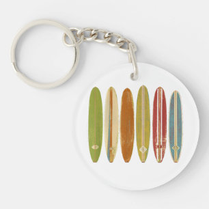 Porte-clefs Planches de surf Longboard Style Rétro Vintage Sur