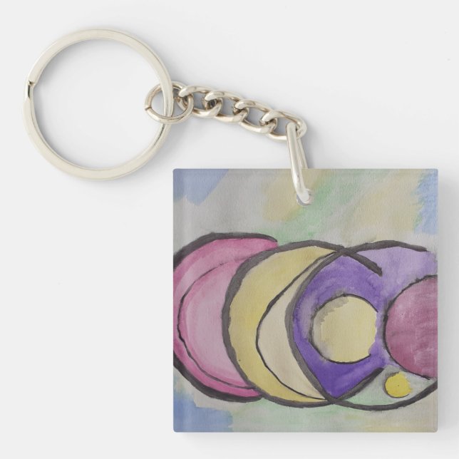 Porte-clefs Planètes Art Abstrait Acrylique Cercle clé (Devant)
