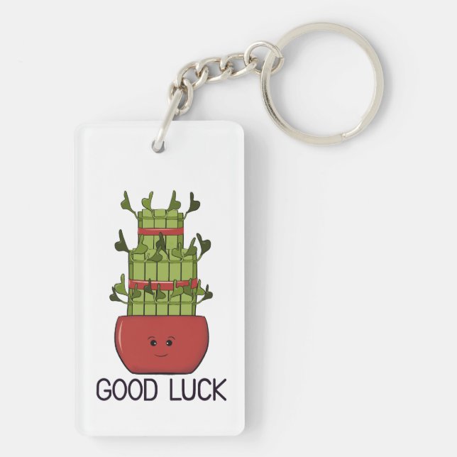 Porte-clefs Plante de bambou chanceux avec salutation (Dos)
