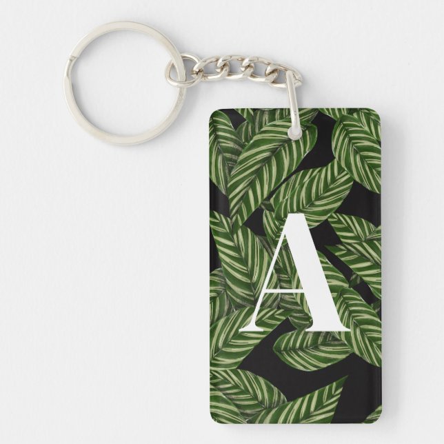 Porte-clefs Plante de feuille tropicale moderne Imprimer Monog (Devant)