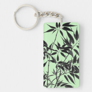 Porte-clefs Plante en bambou noir et vert menthe