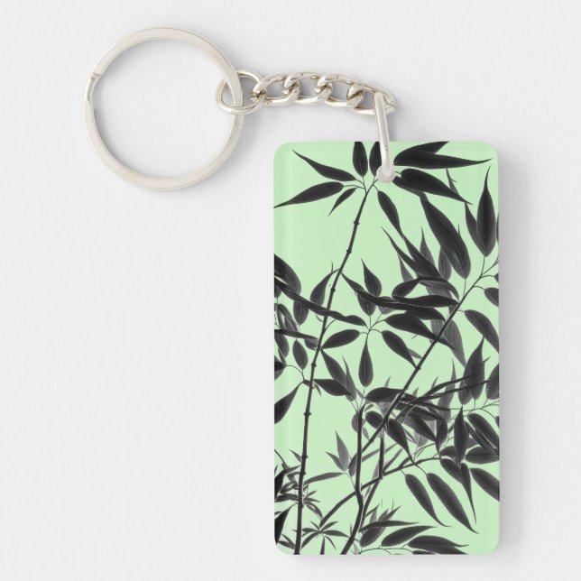 Porte-clefs Plante en bambou noir et vert menthe (Devant)