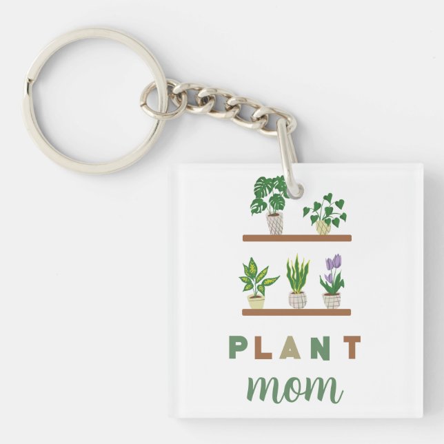 Porte-clefs Plante Maman Cadeau Vert Tropical (Devant)