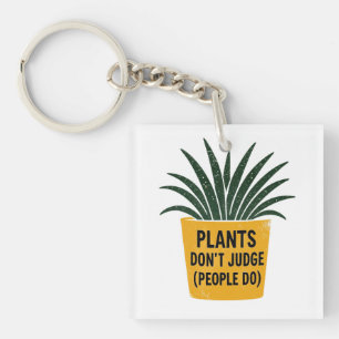 Porte-clefs Plantes drôles ne jugent pas l'art de tampon encre