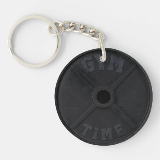 Porte-clefs Plaque de barre olympique de 20 kg "GYM TIME" pour