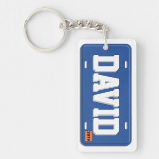 Porte-clefs Plaque minéralogique bleue et blanche