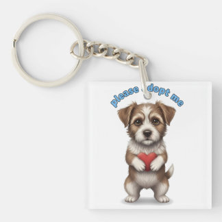 Porte-clefs Please Adopt Me – Cute Rescue Dog Illustration wit