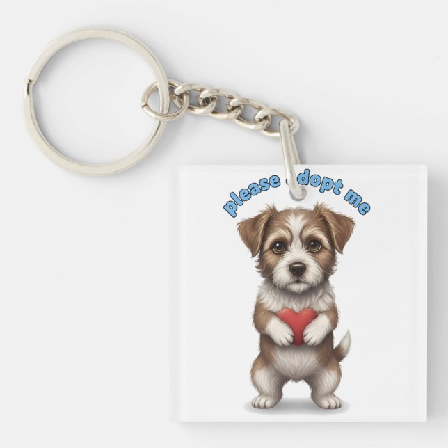 Porte-clefs Please Adopt Me – Cute Rescue Dog Illustration wit (Devant)
