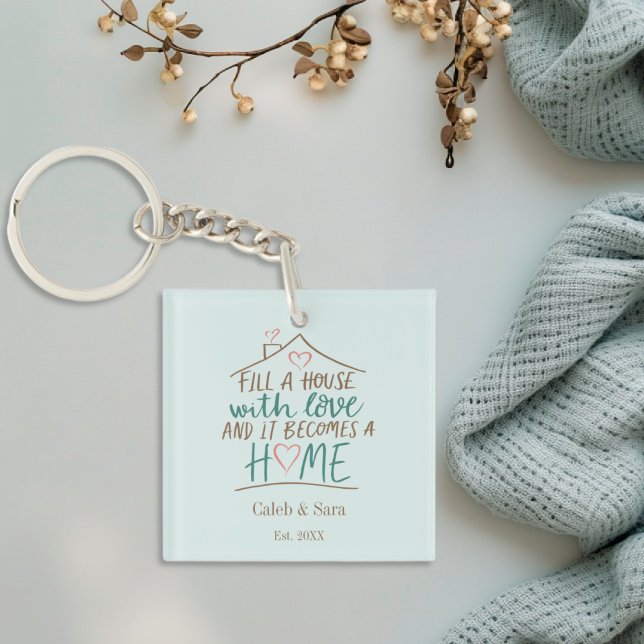 Porte-clefs Plein d'amour Personnalisable Ménage (Filled with Love Housewarming Personalized Keychain)