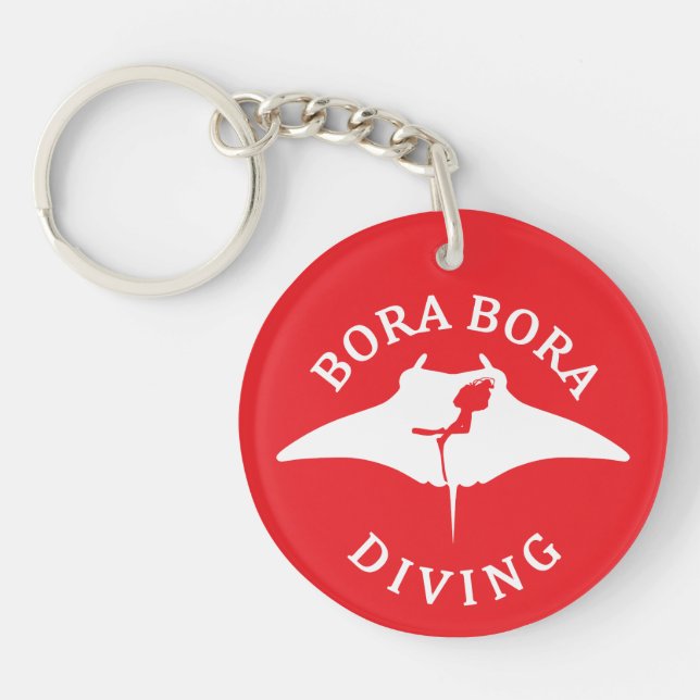 Porte-clefs Plongée Sous-Marine Avec Raies Manta À Bora Bora (Devant)