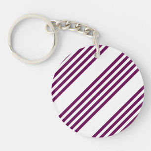Porte-clefs Plum et blanc cinq bandes motif
