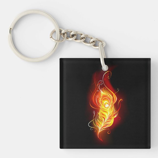 Porte-clefs Plume de paon de feu (Devant)