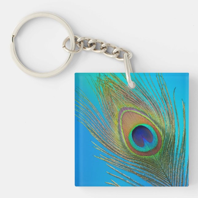 Porte-clefs Plume de queue de paon (Devant)