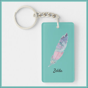 Porte-clefs Plumes Abstraites joliment colorées