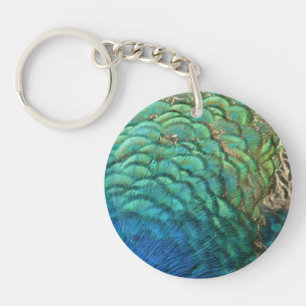 Porte-clefs Plumes de paon I Design de nature abstrait coloré