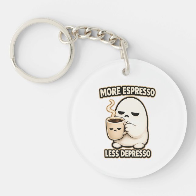 Porte-clefs Plus d'espresso moins de dépresso Personnage de ca (Devant)
