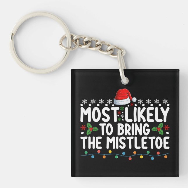 Porte-clefs Plus susceptible d'apporter le gui Noël Famille (Devant)
