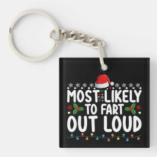 Porte-clefs Plus susceptible de péter à haute voix Noël Famill