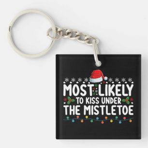 Porte-clefs Plus susceptible d'embrasser sous le gui de Noël