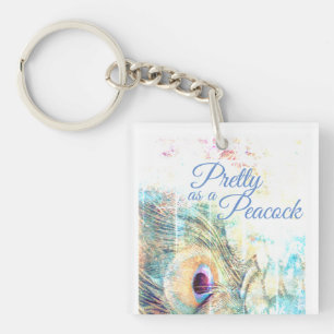 Porte-clefs Plutôt comme un paon pastel plumes blanches