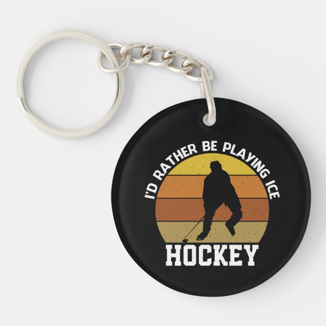 Porte-clefs Plutôt Jouer Hockey Sur Glace (Devant)