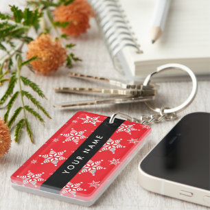 Porte-clefs Pneus blancs, Rouge, Votre nom, Personnaliser
