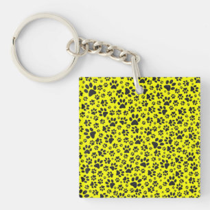 Porte-clefs Poches de chien noir et blanc Pointe Polka sur jau