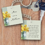 Porte-clefs Poème d'appréciation de maman En vichy vert et jon<br><div class="desc">Un cadeau d'appréciation pour la maman - parfait pour la journée de la mère, l'anniversaire ou juste parce que. Le porte-clés est décoré à l'avant et à l'arrière d'un bocal de jonquilles de printemps en fleurs et d'un en vichy de ferme de campagne verdoyant. Le poème de maman est entièrement...</div>