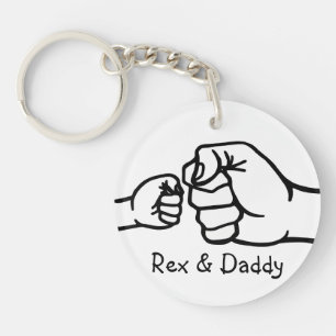 Porte-clefs Poing Levé Papa & Moi Noms Personnalisés