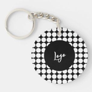 Porte-clefs Points Blancs Minimaux sur Fond Noir Uni