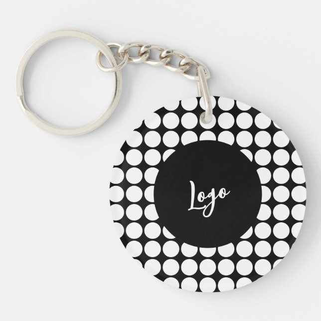 Porte-clefs Points Blancs Minimaux sur Fond Noir Uni (Devant)