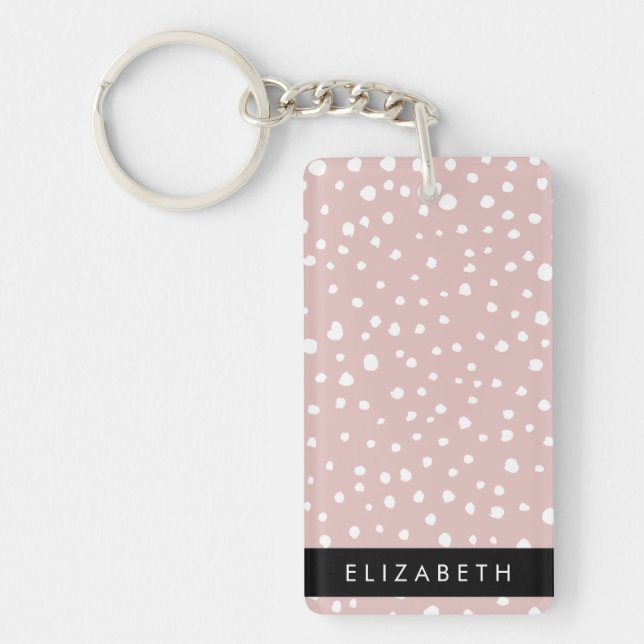 Porte-clefs Points Dalmatiens Rose, Points Dalmatiens, Votre N (Devant)