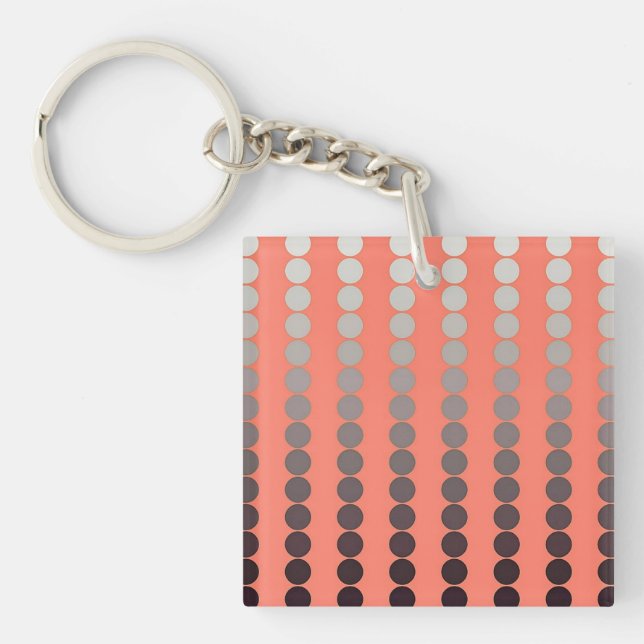 Porte-clefs Points en satin - corail et étain (Devant)