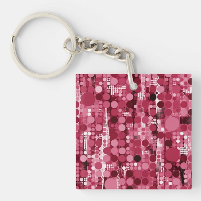Porte-clefs Points et cercles dansants dans des tons rouges (Devant)