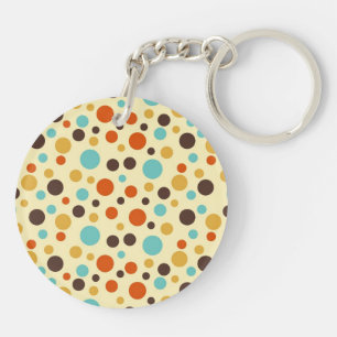 Porte-clefs Points Polka Rétro Couleurs Bleu Jaune Rouge